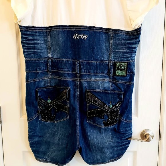 Beyonce's Dereon Plus Size Denim Jumper - Picture 3 of 7